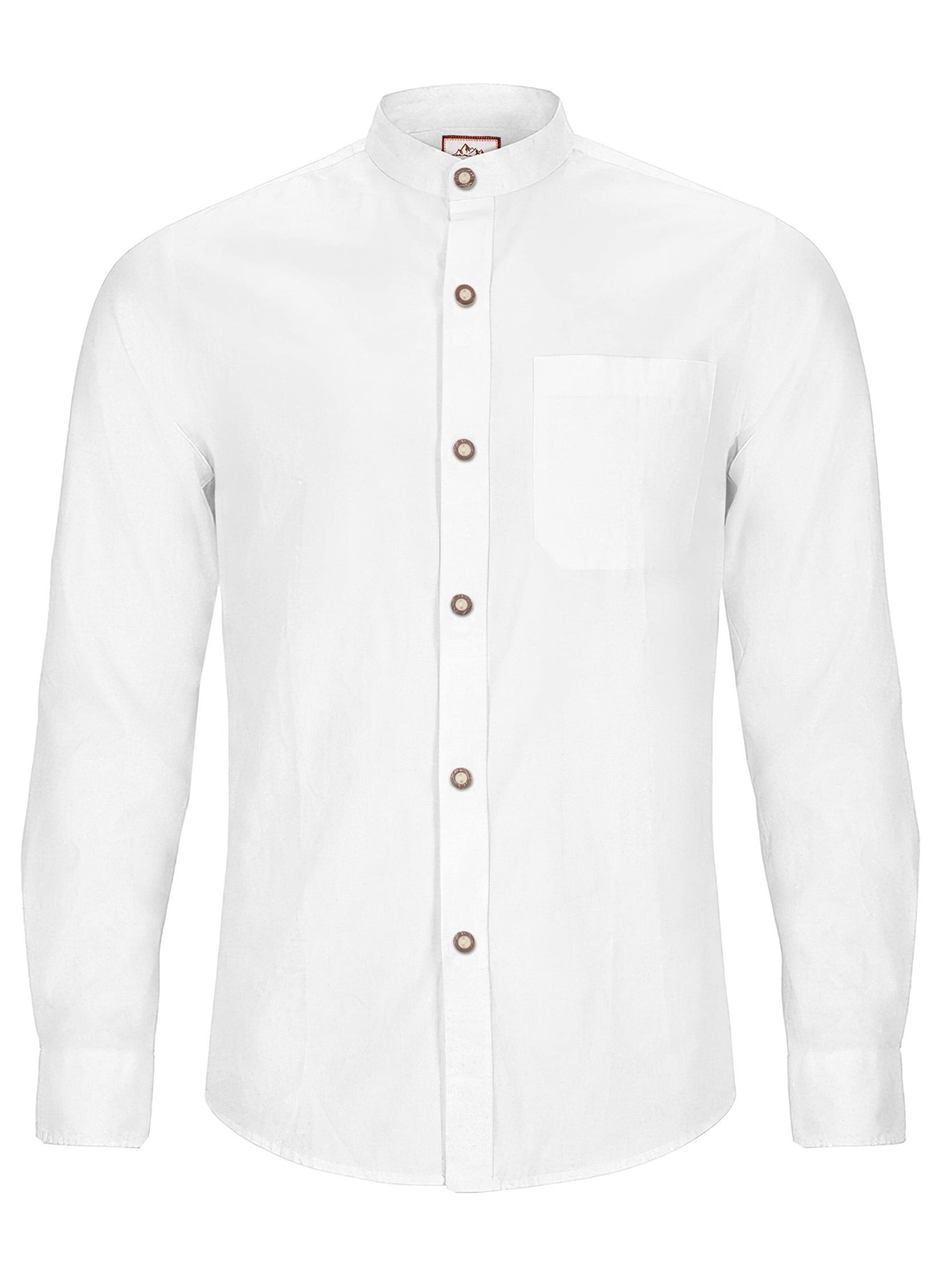 Steigenhöfer Trachtenshirt 'Trachtenhemd Herren - 100% Baumwolle'‌‌‌‌‌ in Weiß: Vorderseite