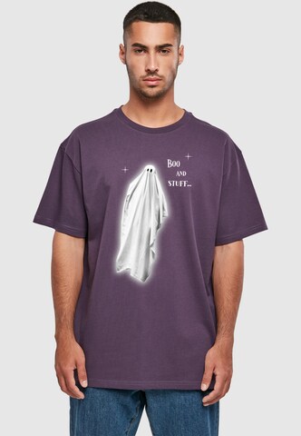 Merchcode Shirt 'Halloween - Boo And Stuff' in Purple: front