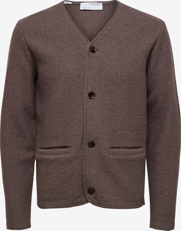 SELECTED HOMME Knit Cardigan in Brown: front