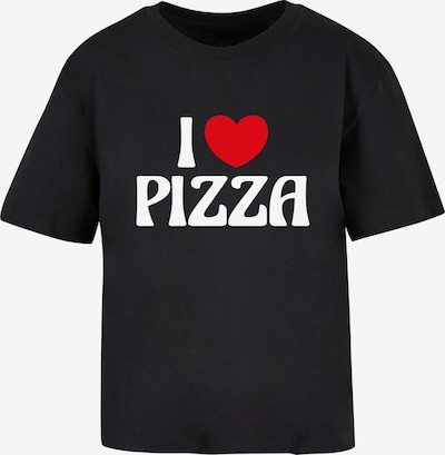 XXXL dydžio Marškinėliai 'Pizza Love' iš Miss Tee, spalva – raudona / juoda / balta, Prekių apžvalga