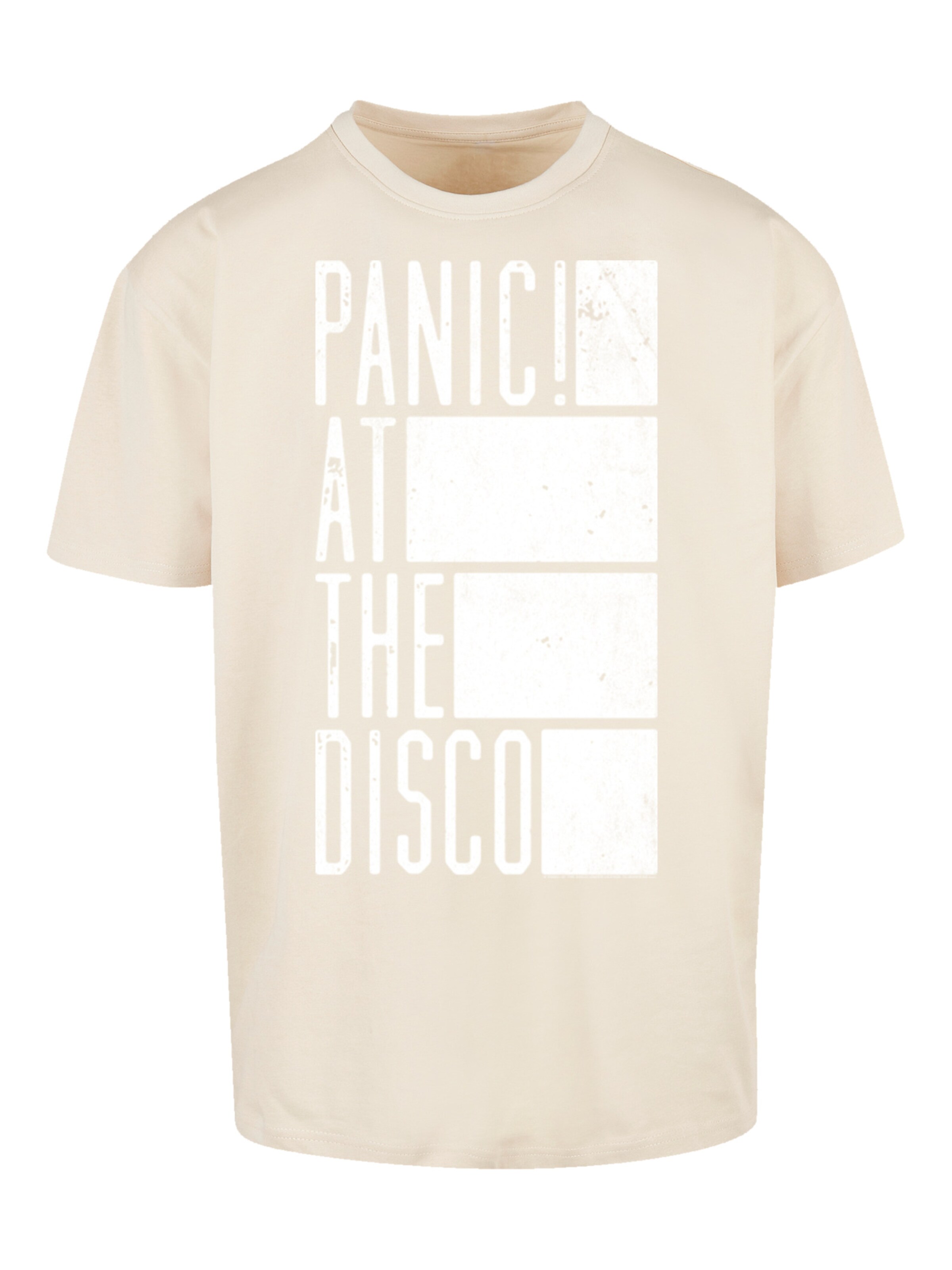 F4NT4STIC T-Shirt 'Panic At The Disco Block Text' in Beige: Vorderseite