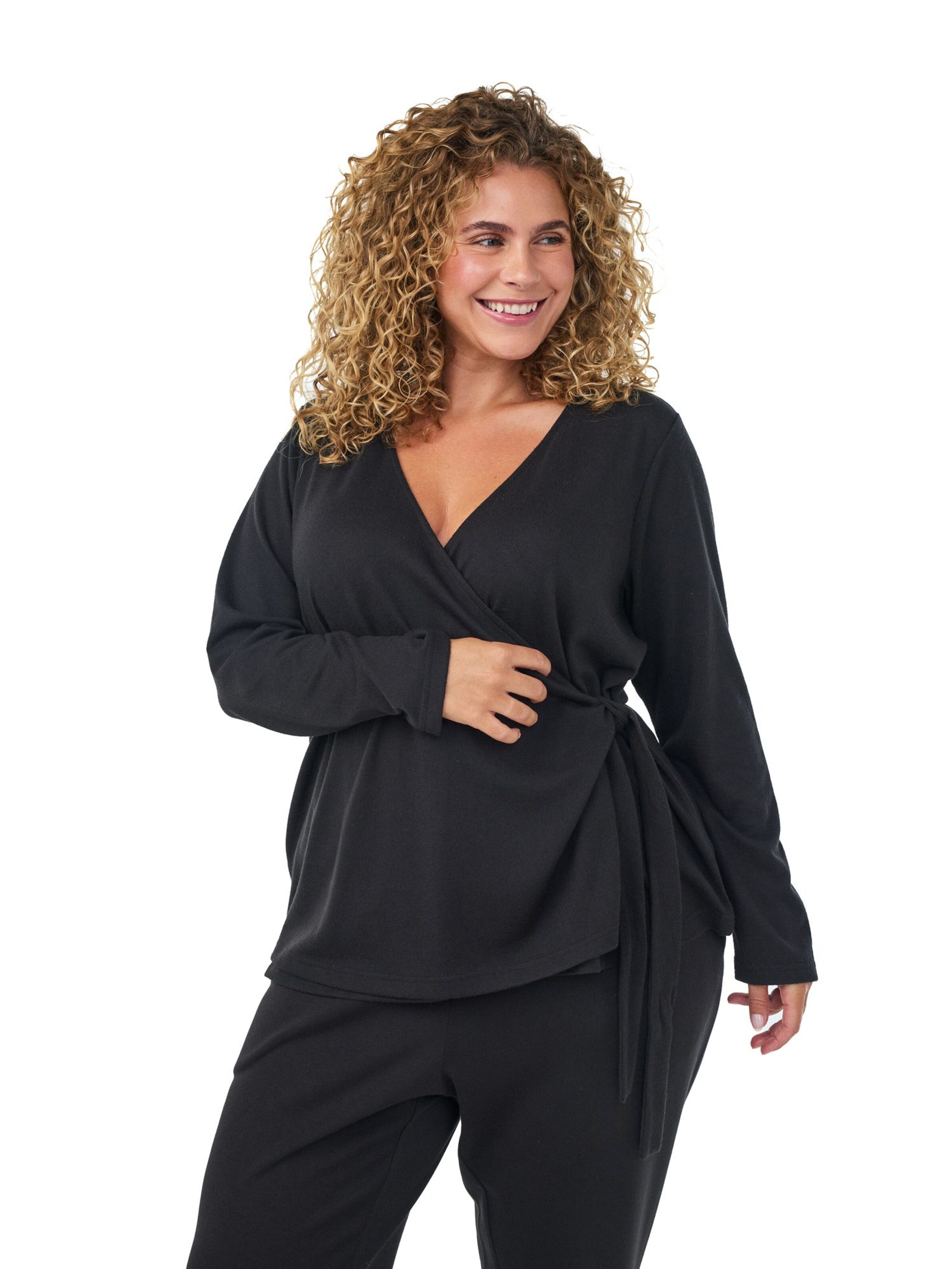 Zizzi - Blusa 'LUCIA' em preto: frente