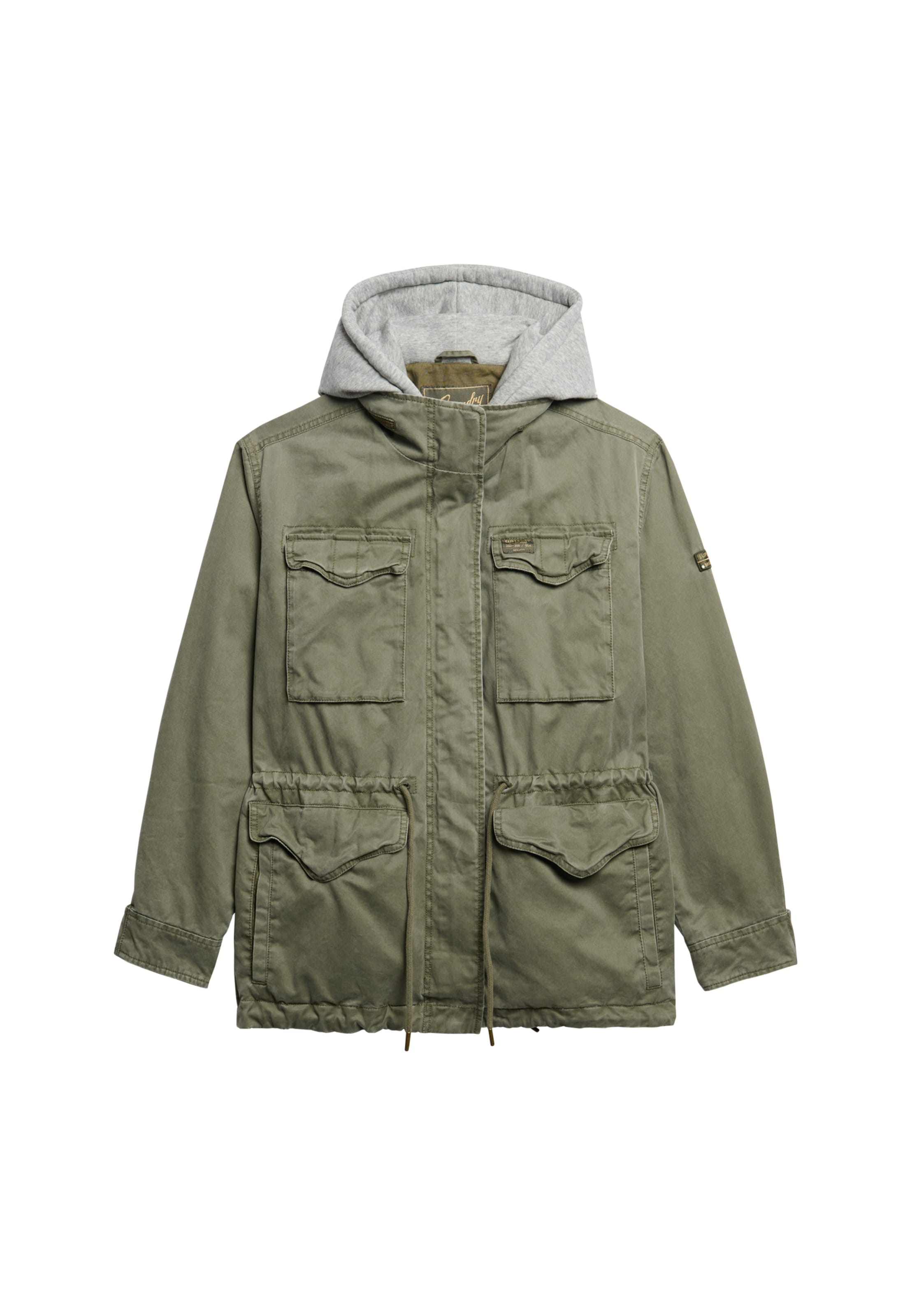Superdry Veste mi-saison en gris chiné / vert, Vue avec produit