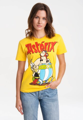 LOGOSHIRT Shirt 'Asterix der Gallier - Asterix & Obelix' in Geel: voorkant