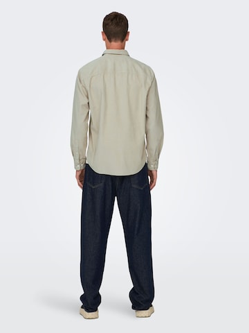 Only & Sons Regular fit Button Up Shirt 'Alp' in Beige