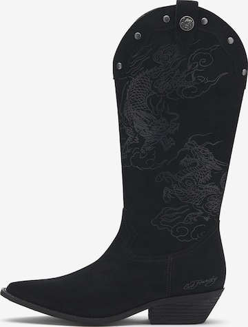 Ed Hardy Cowboystiefel in Schwarz: Vorderseite