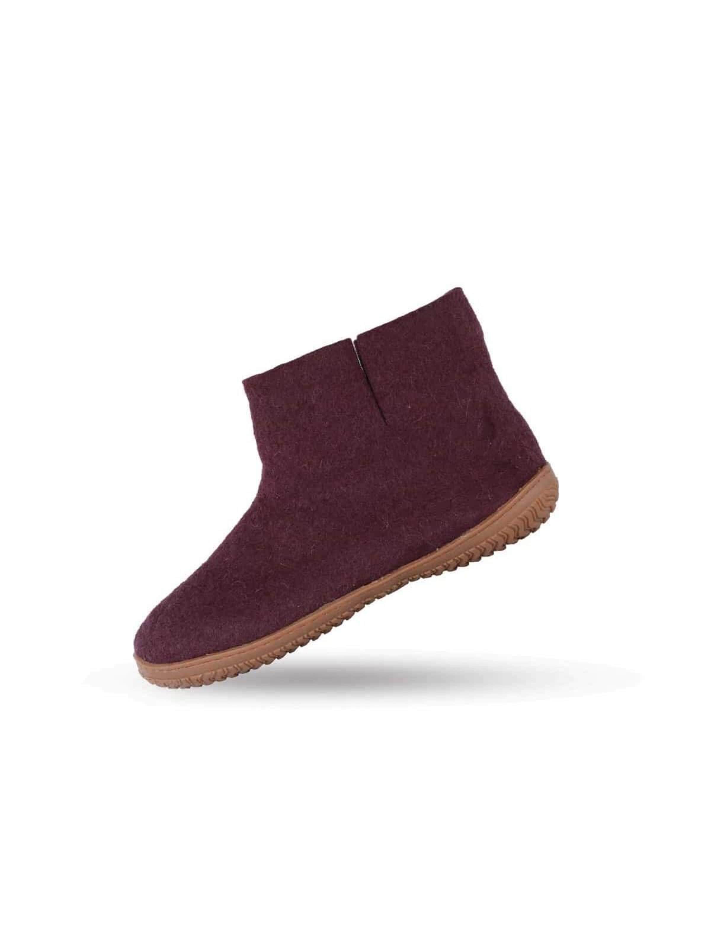 SHUS walk with nature Enkellaarsjes 'Filt uldstøvle af 100% ren uld - Model Lilla m/Gummisål - Dansk Design fra SHUS' in Lila: voorkant