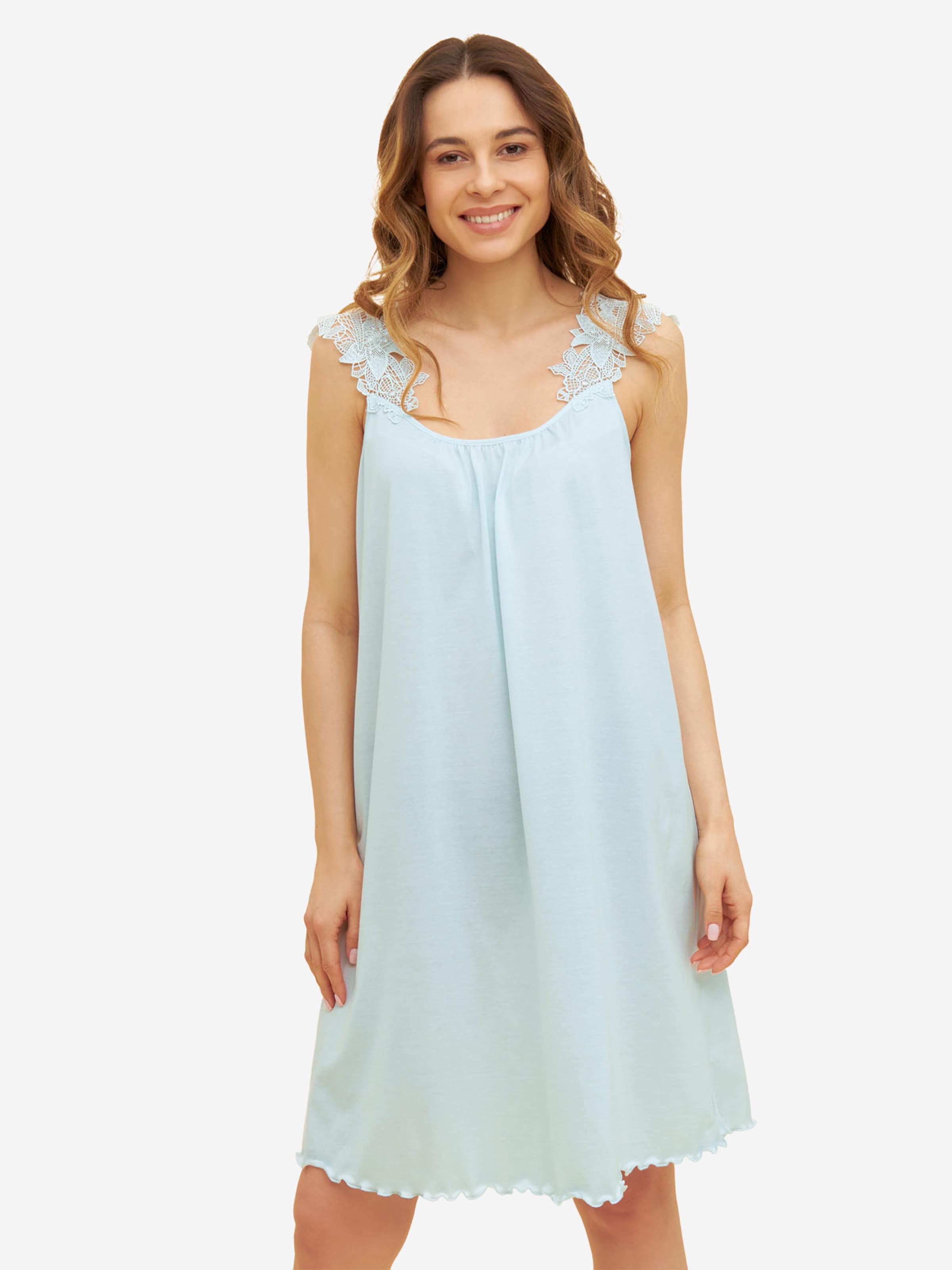 FÉRAUD PARIS Nightgown ' Wellensaum ' in Blue: front