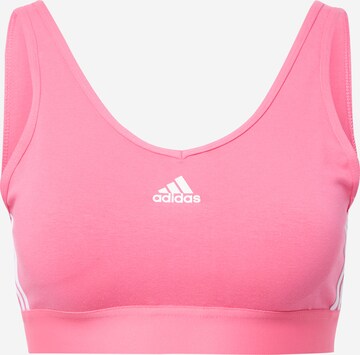 ADIDAS SPORTSWEAR - Sujetador deportivo 'Essentials 3-Stripes With Removable Pads' en rosa: frente