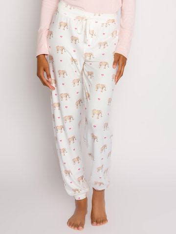 PJ Salvage Pyjamabroek ' Love You A Ton ' in Wit: voorkant