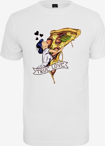 MT Men Shirt 'Pizza Love' in Wit: voorkant