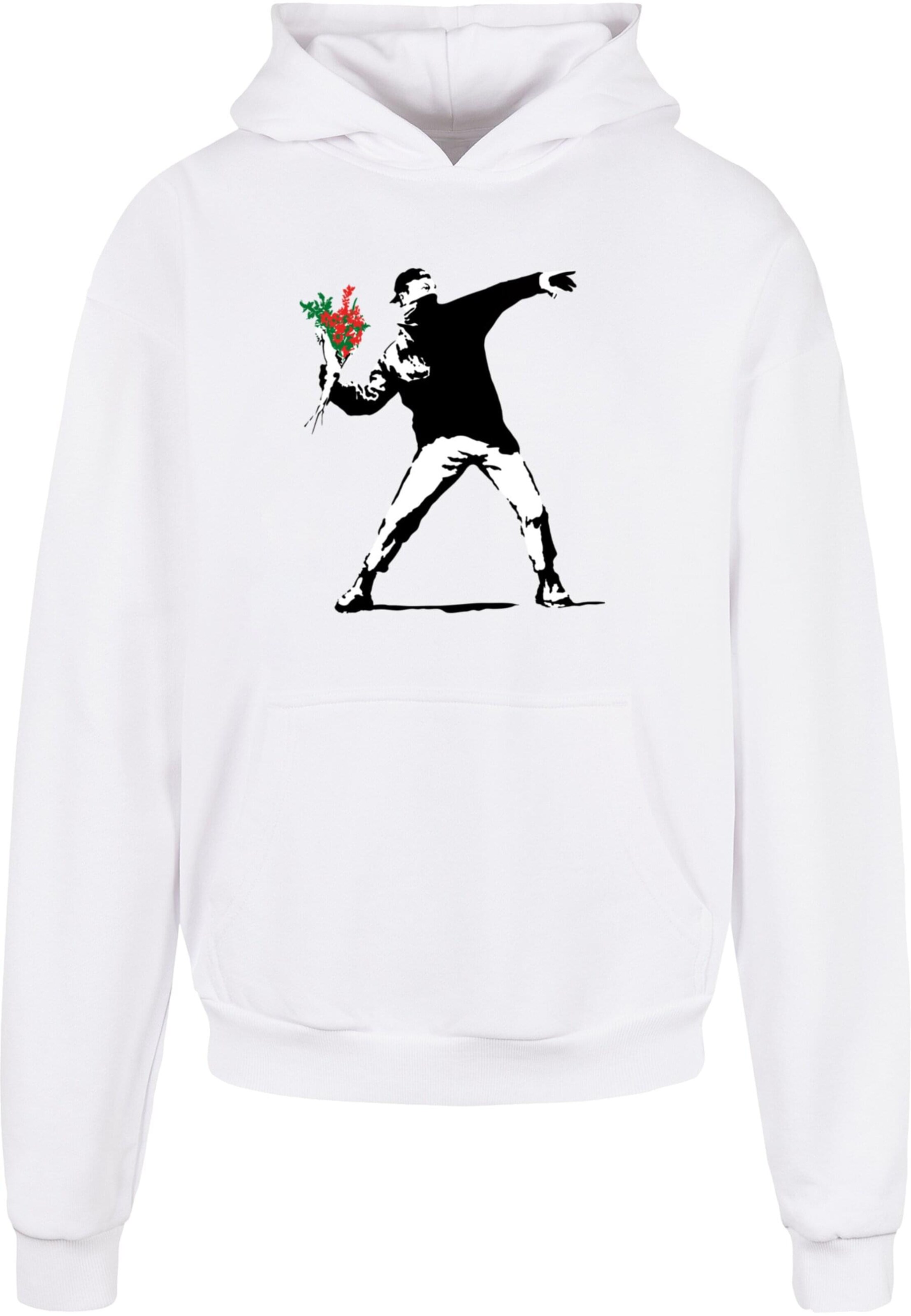 Merchcode Sweatshirt 'Banksy - Love Is In The Air' in Wit: voorkant