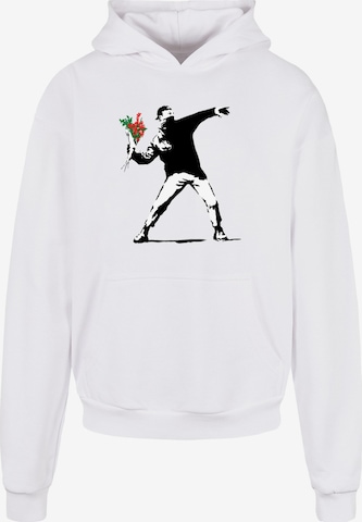 Merchcode Sweatshirt 'Banksy - Love Is In The Air' in Weiß: Vorderseite