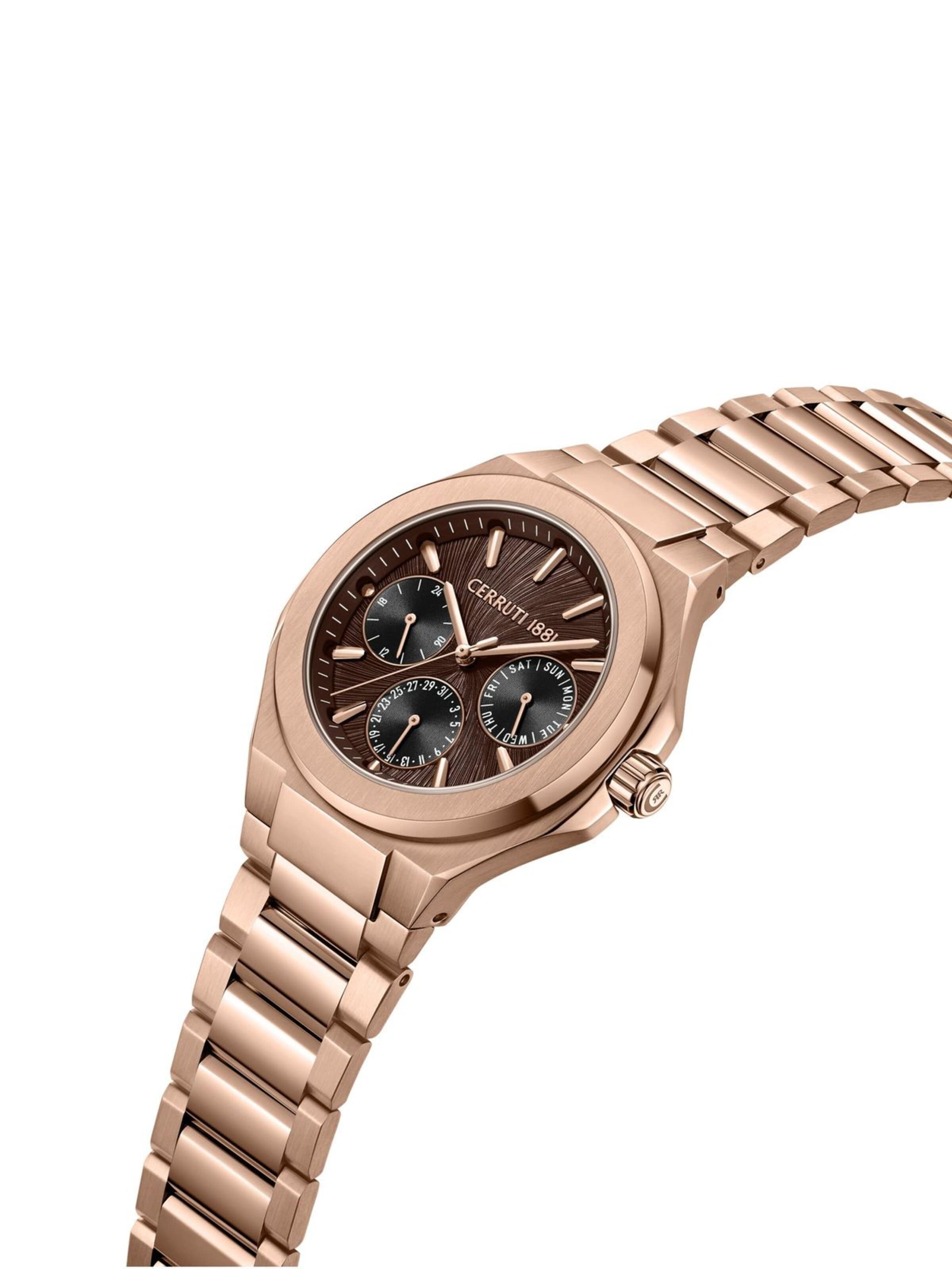 CERRUTI 1881 Analog watch 'Function watch Lucardo Slim' in Brown