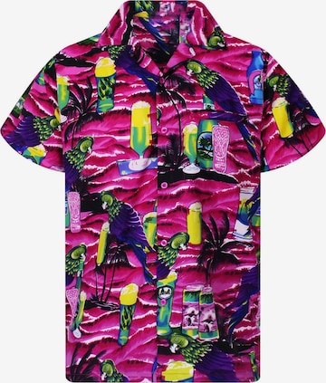 King Kameha Shirt 'Parrot Beer' in Pink: Vorderseite