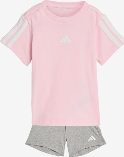 ADIDAS SPORTSWEAR Trainingsanzug 'Essentials' in 74 in graumeliert / rosa / weiß, Produktansicht