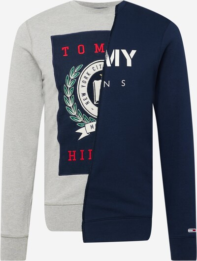 Tommy Jeans Sweater majica u mornarsko plava / siva melange / crvena / bijela, Pregled proizvoda