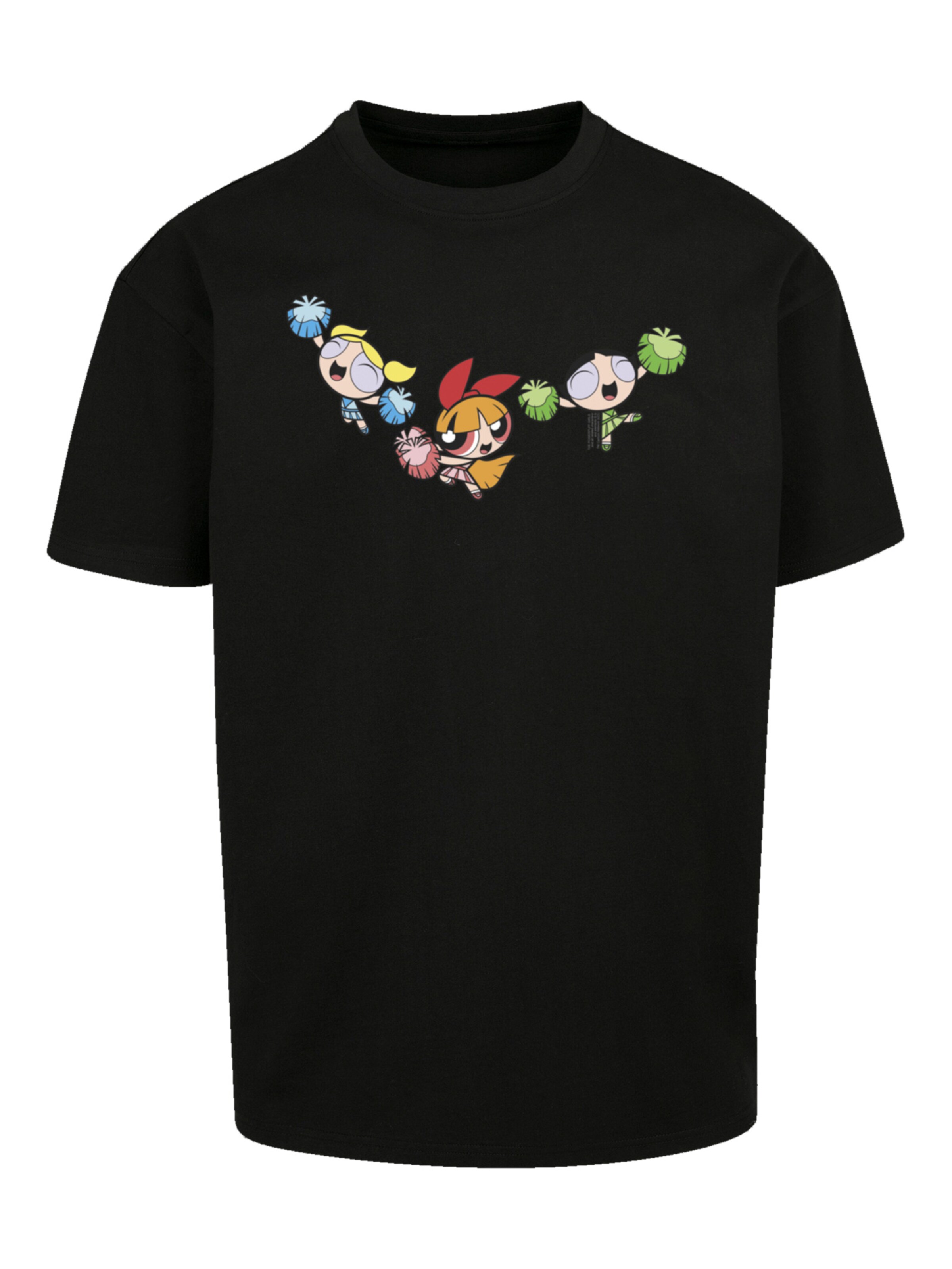 F4NT4STIC Shirt 'Powerpuff Girls Cheerleaders' in Zwart: voorkant