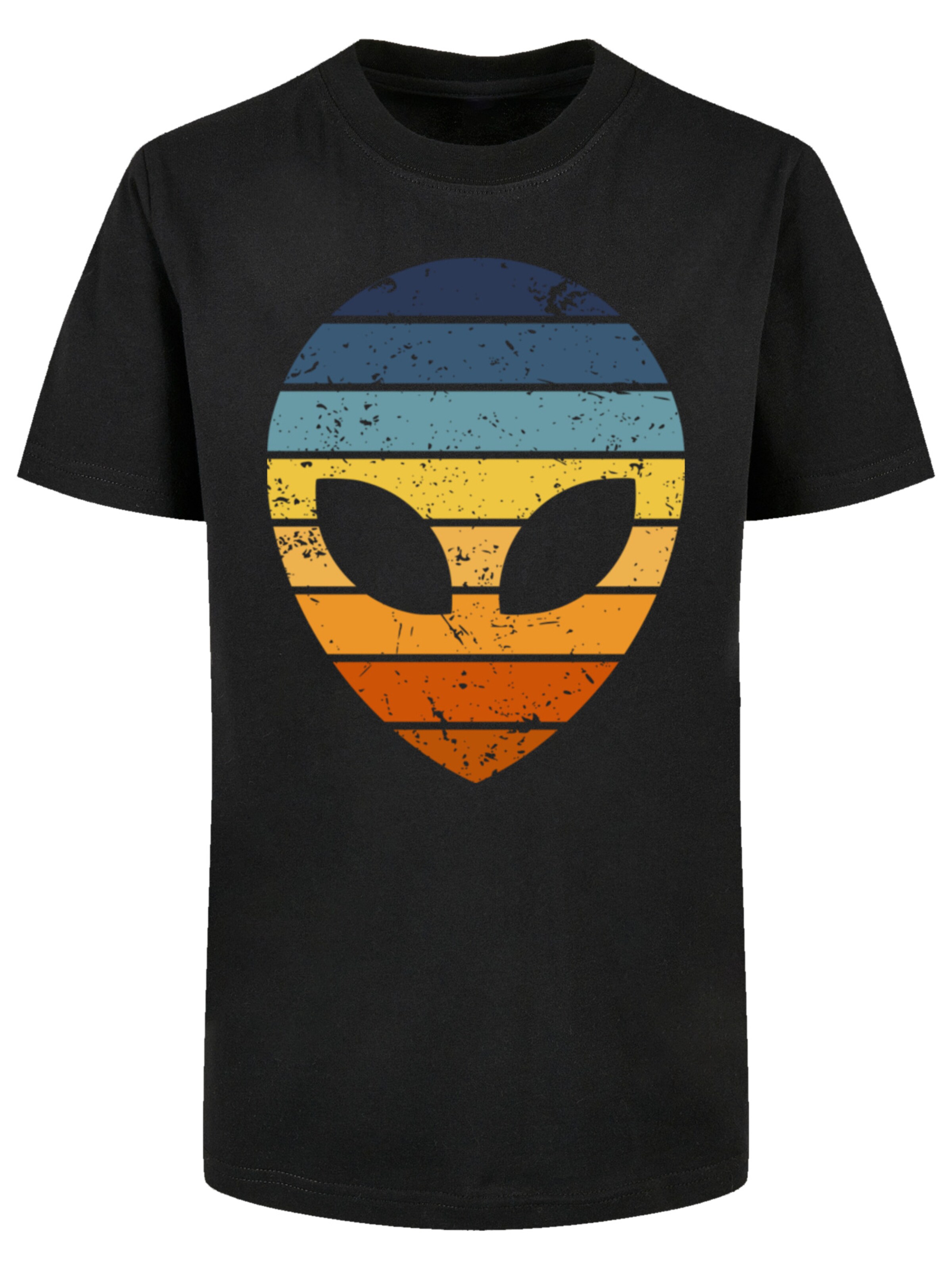 F4NT4STIC T-Shirt 'Alien Sunset Retro Design' in Schwarz: Vorderseite