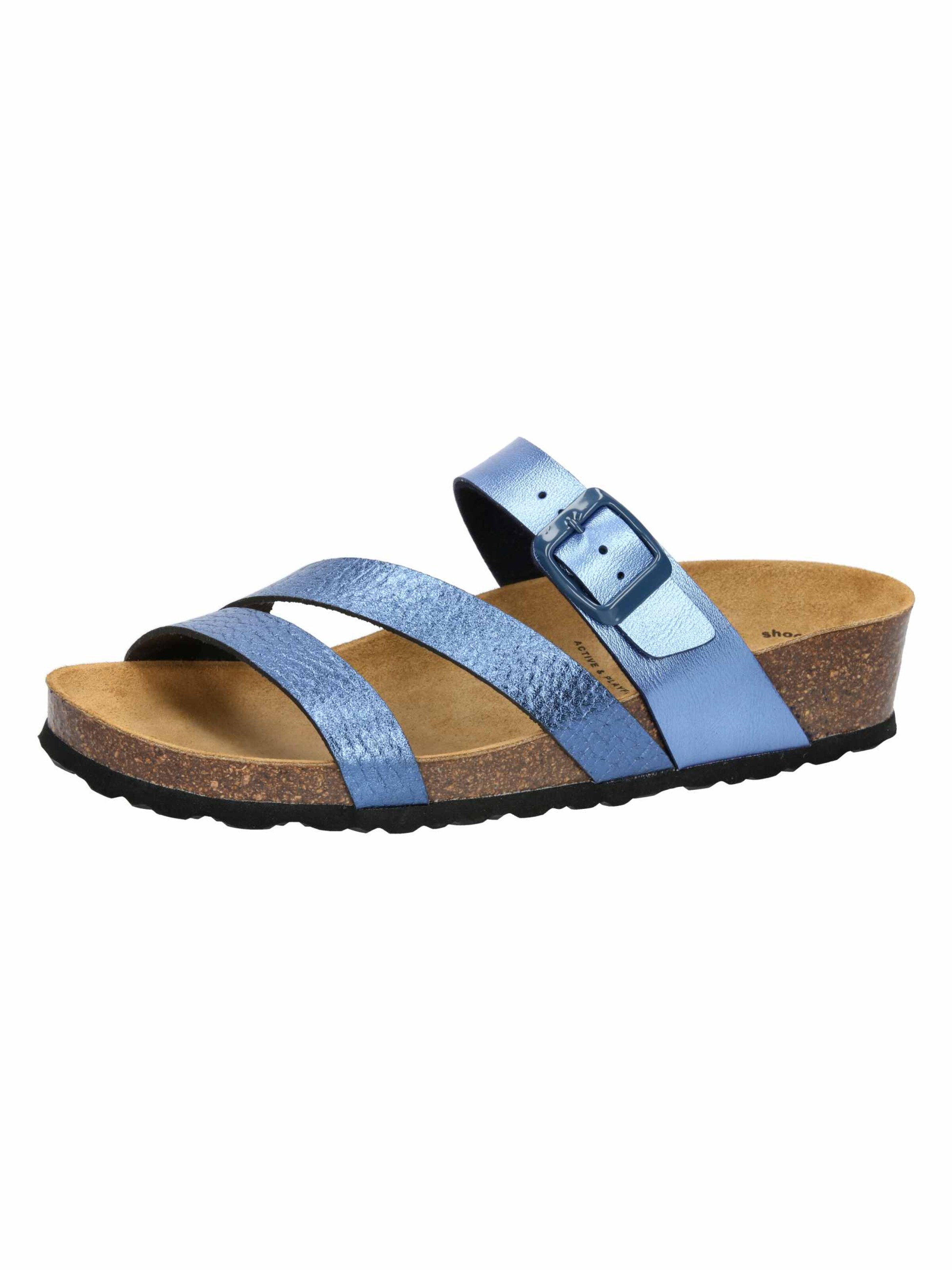 LICO Pantolette 'Natural Glitter' in Blau: Vorderseite
