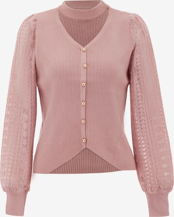 NAEMI Knit Cardigan in Pink: front