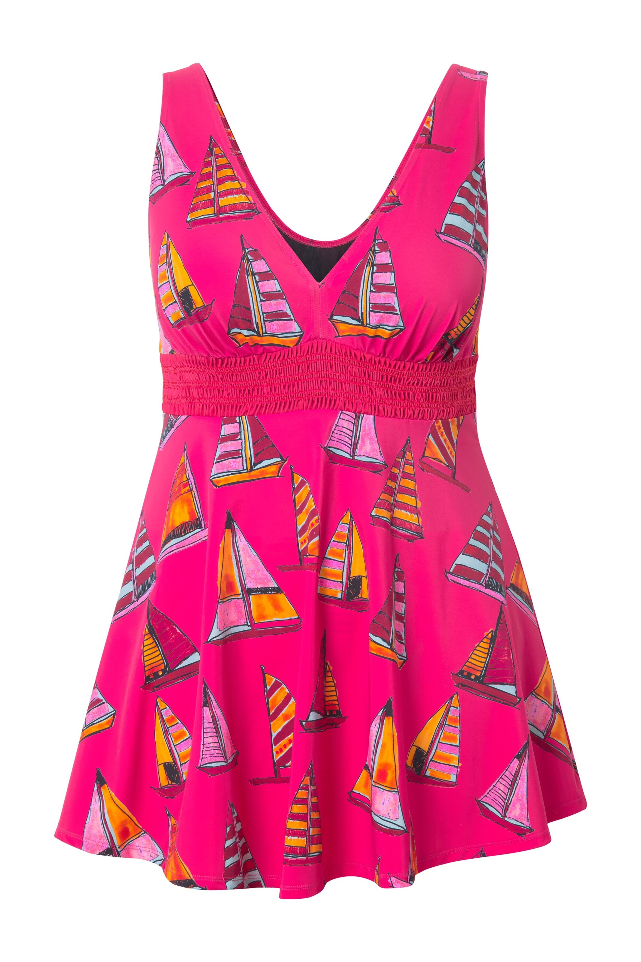 Ulla Popken Triangel Badpakjurk in Roze: voorkant