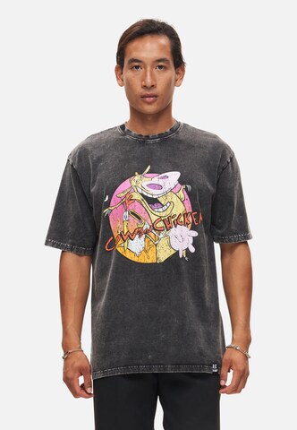 Recovered Shirt 'Cow & Chicken' in Zwart: voorkant