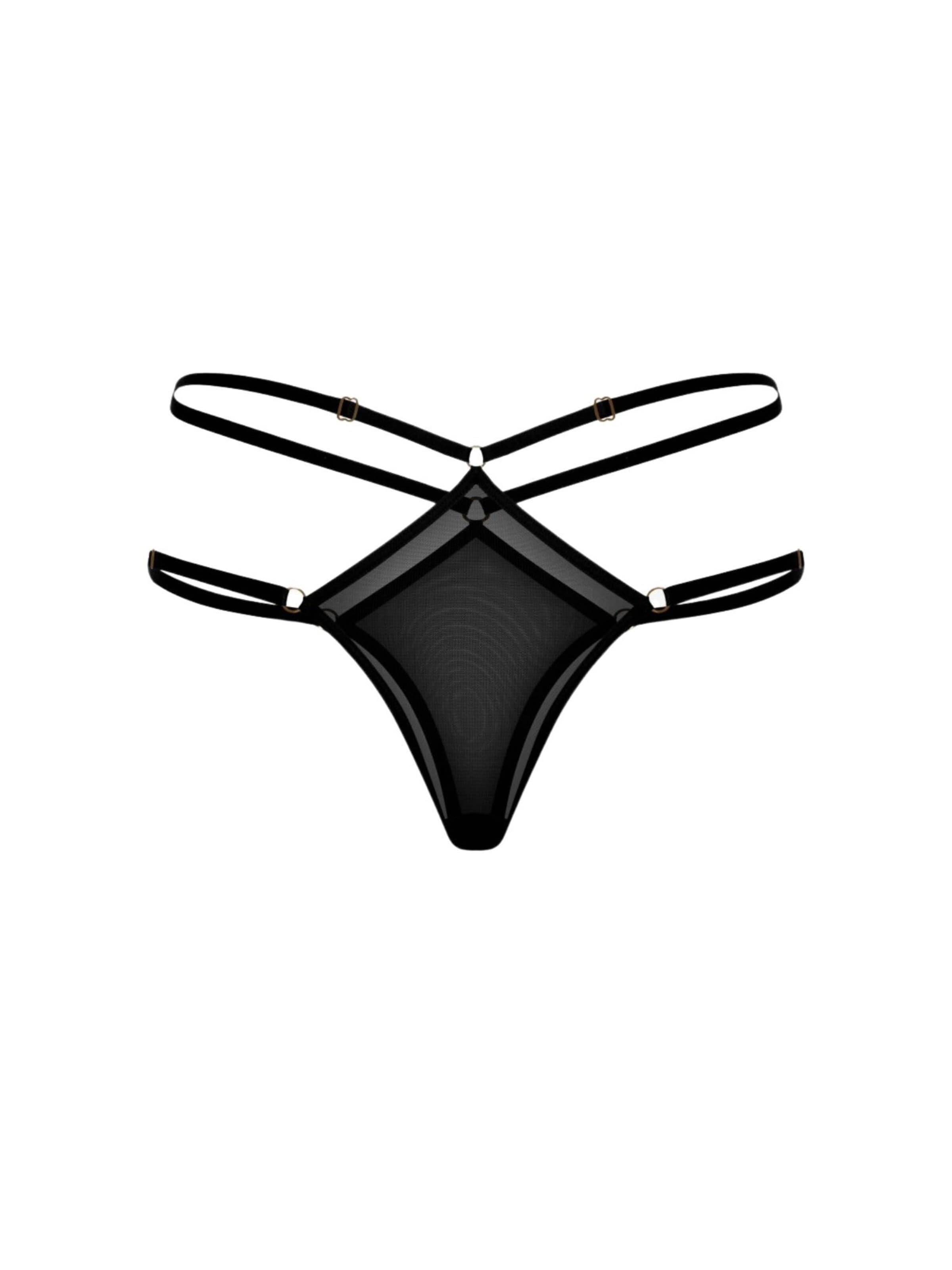 PROMEES Thong 'reina' in Black: front