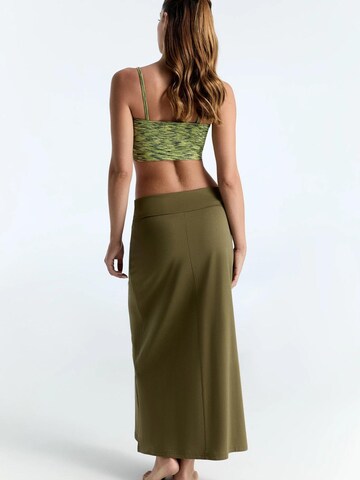 Leela COTTON Skirt 'Damen Bio-Baumwoll-Maxirock mit Schlitzen' in Green