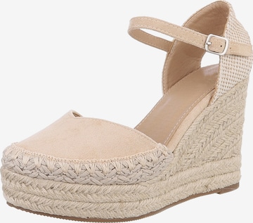 Ital-Design Strap Sandals in Beige: front