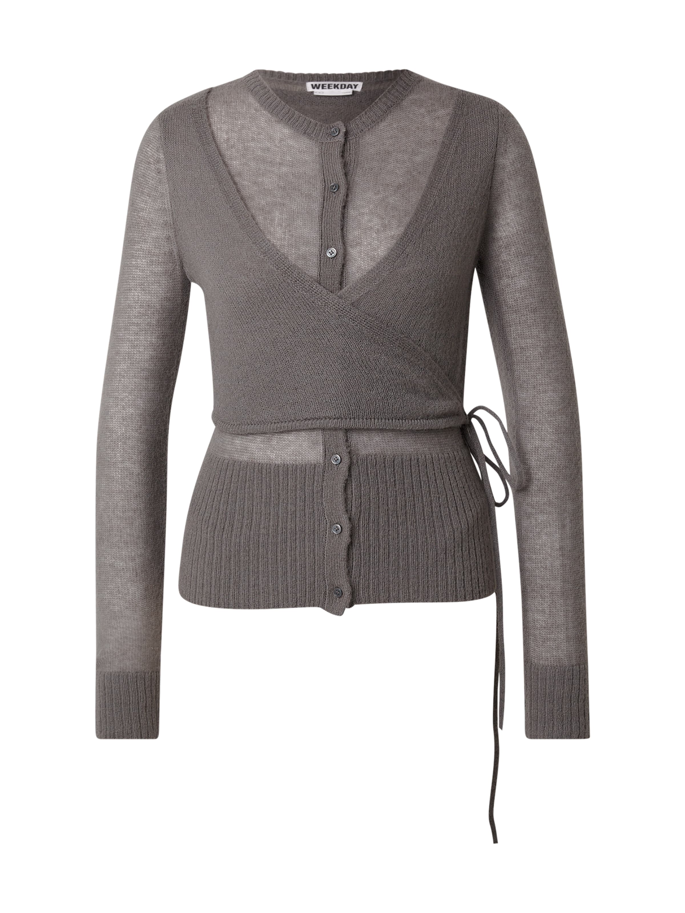 WEEKDAY Gebreid vest 'Drifa' in Grijs: voorkant