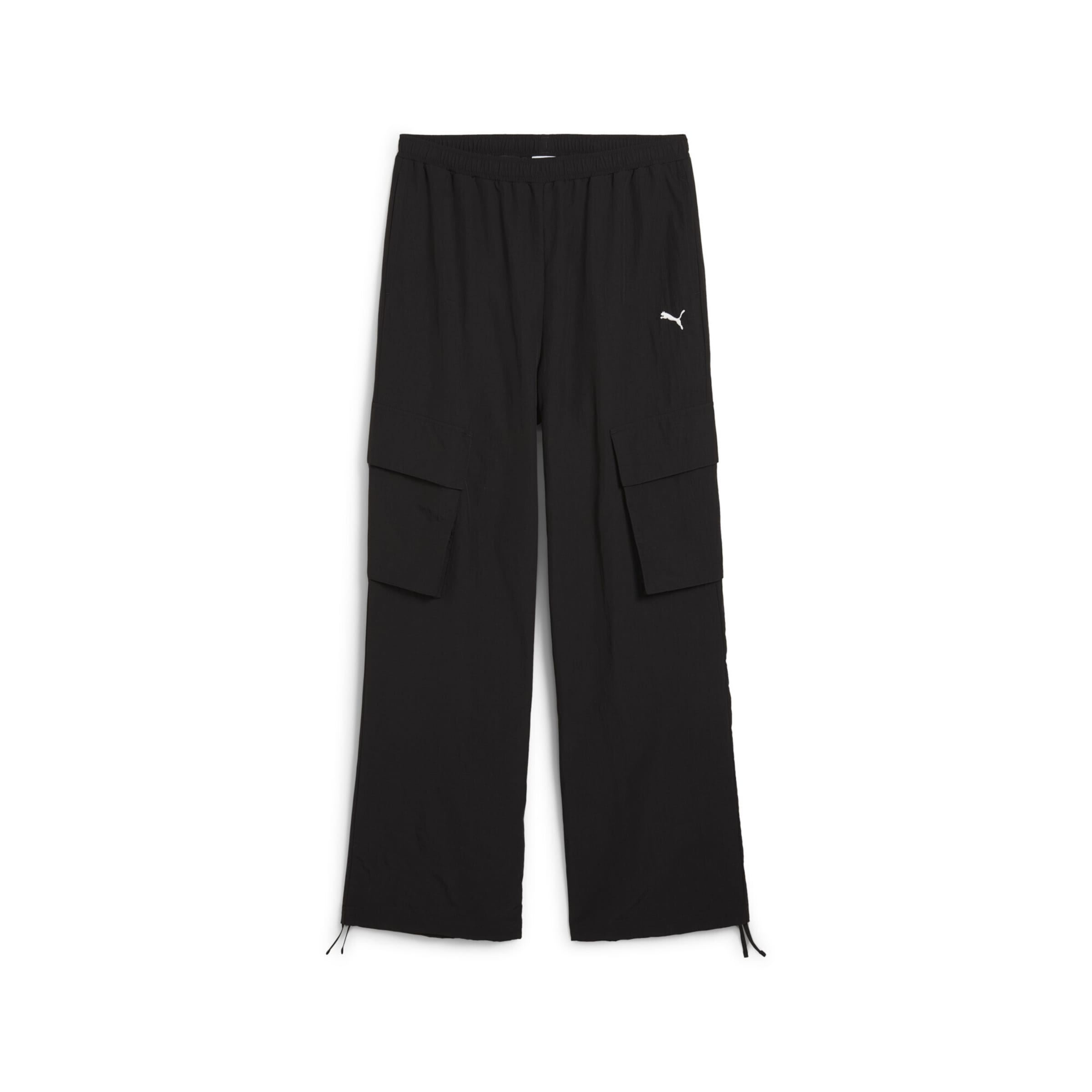 PUMA Wide leg Cargobroek 'Ess' in Zwart: voorkant