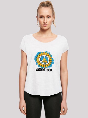 T-shirt 'Woodstock Artwork Flower Peace' F4NT4STIC en blanc : devant