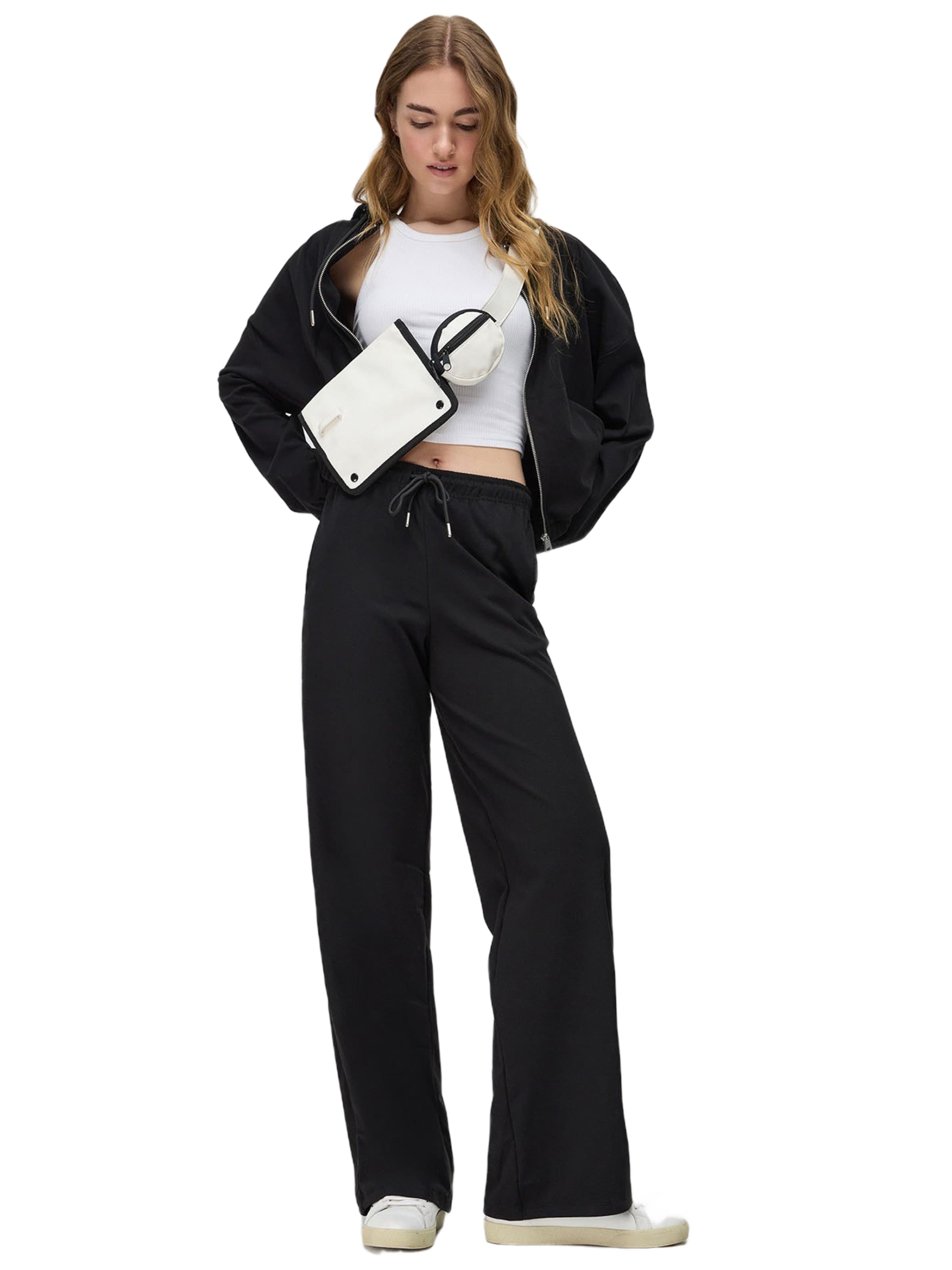 No Matter What Wide Leg Hose in Schwarz