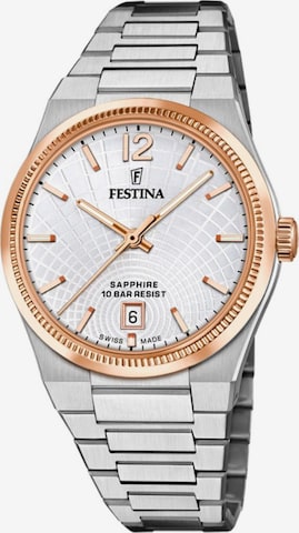 Montre à affichage analogique 'Watch Rivé Swiss Made Silver & Rose-gold' FESTINA en argent : devant