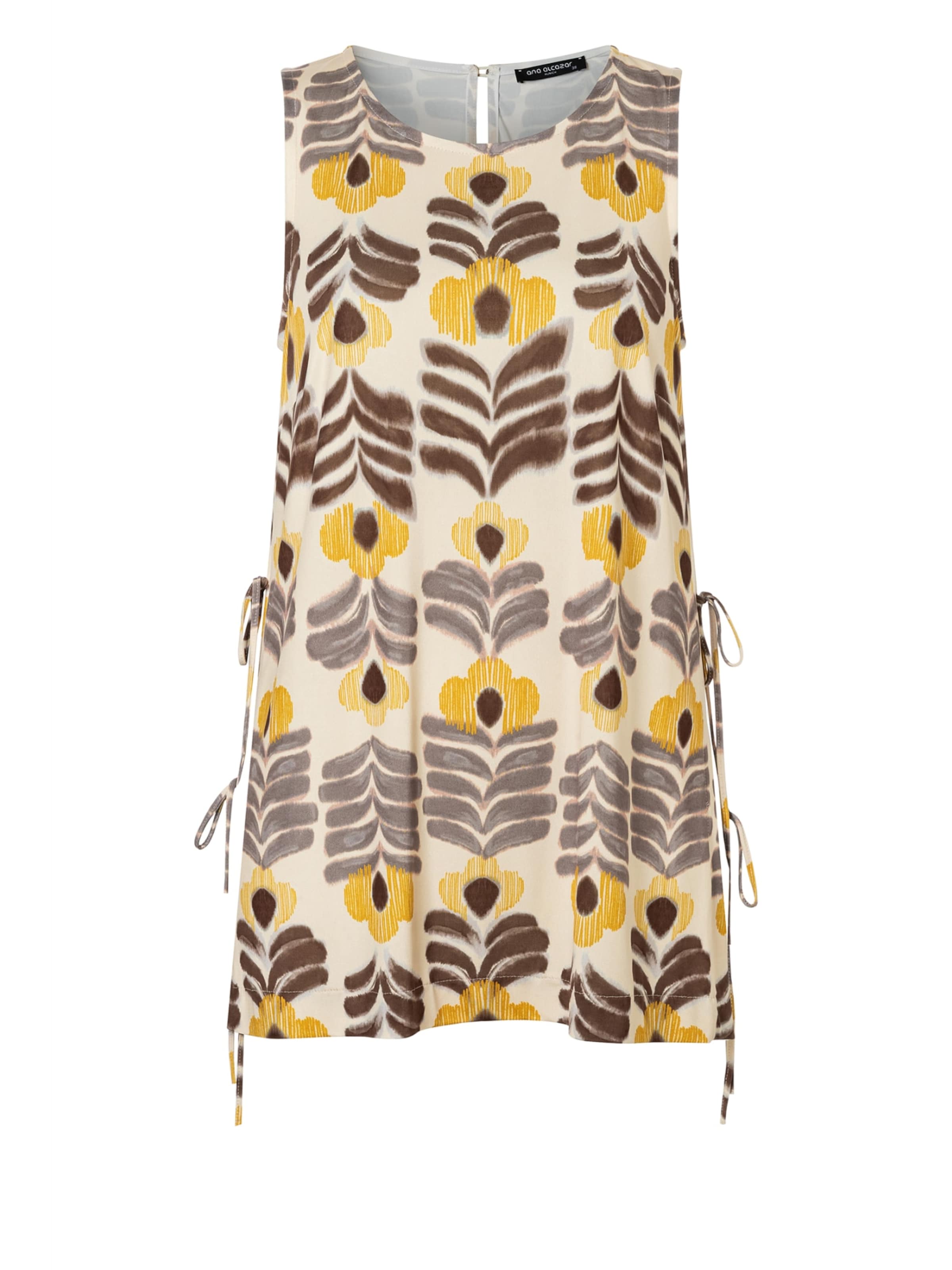 Ana Alcazar Top 'Duela' in Ecru / Dark brown / Yellow / Light grey, Item view