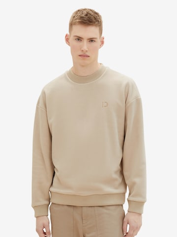 TOM TAILOR DENIM Sweatshirt in Beige: front