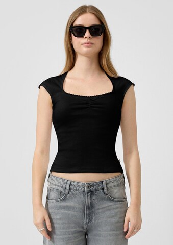 QS Shirt in Zwart: voorkant