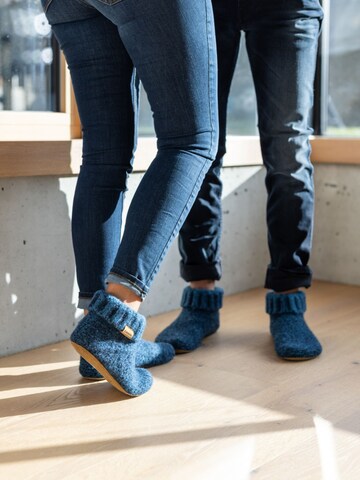 Gottstein Slippers 'Hüttenschuhe Knit Boot' in Blue: front