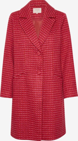 Cream Between-Seasons Coat 'Tulisa' in Red: front