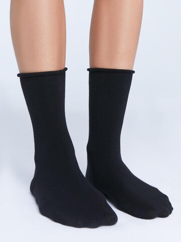 Albero Natur Socks 'Bio-Baumwoll-Socken mit Rollrand Unisex – 4er Pack' in Black: front
