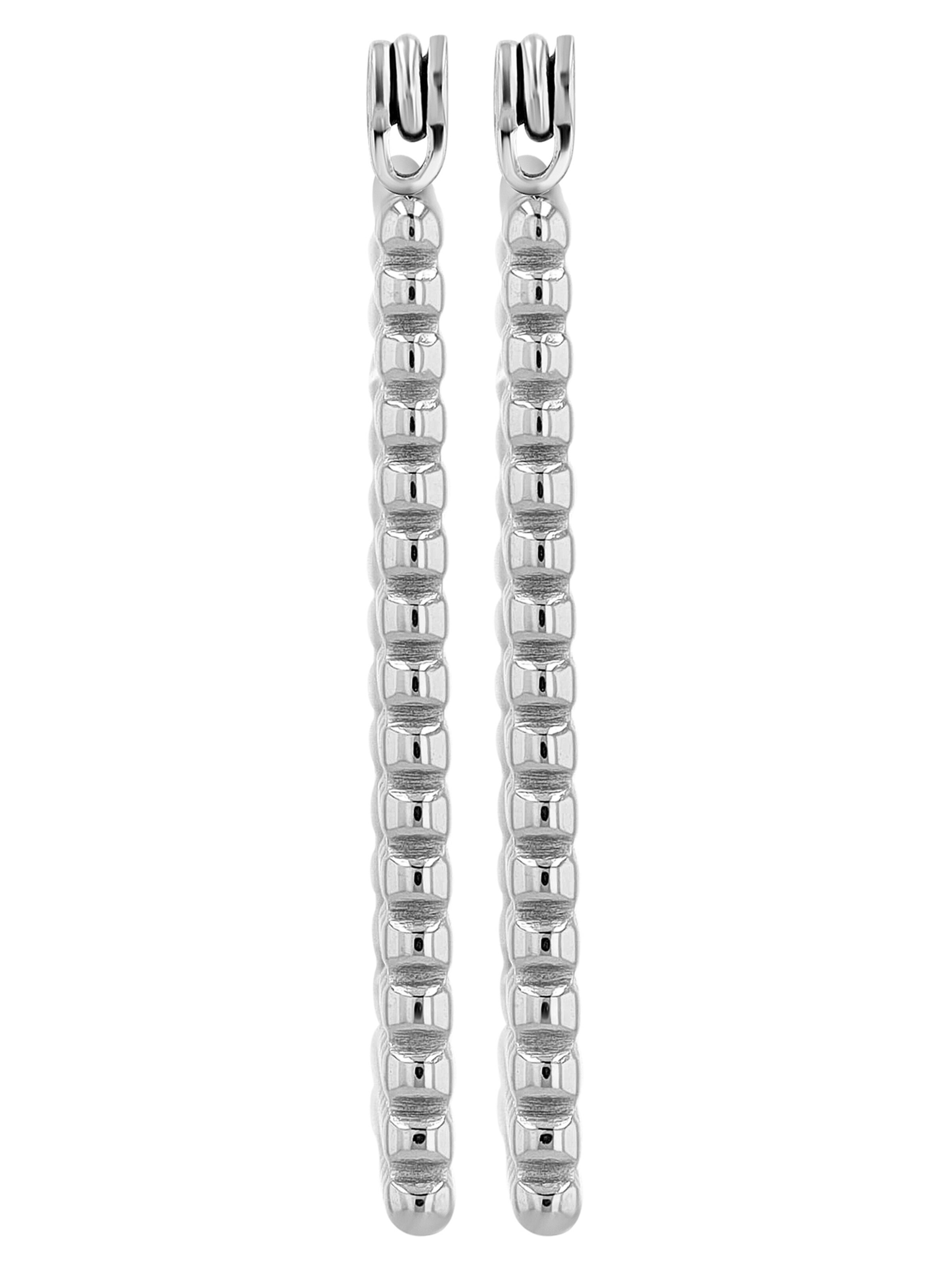 Akzent Earrings 'langlebig, Edelstahl, Kugel-Design, 27x20 mm, Silber o. Gold' in Silver