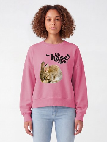 Watapparel Sweatshirt 'Ich Hase Dich! ' in Pink: front