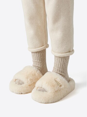 Youecci Mules 'Plush thick soled slippers' in White
