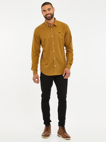 Threadbare Regular fit Button Up Shirt 'Beacon' in Brown