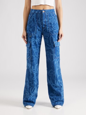 Wide leg Jeans cargo 'GRAFFITI' di Chiara Ferragni in blu: frontale