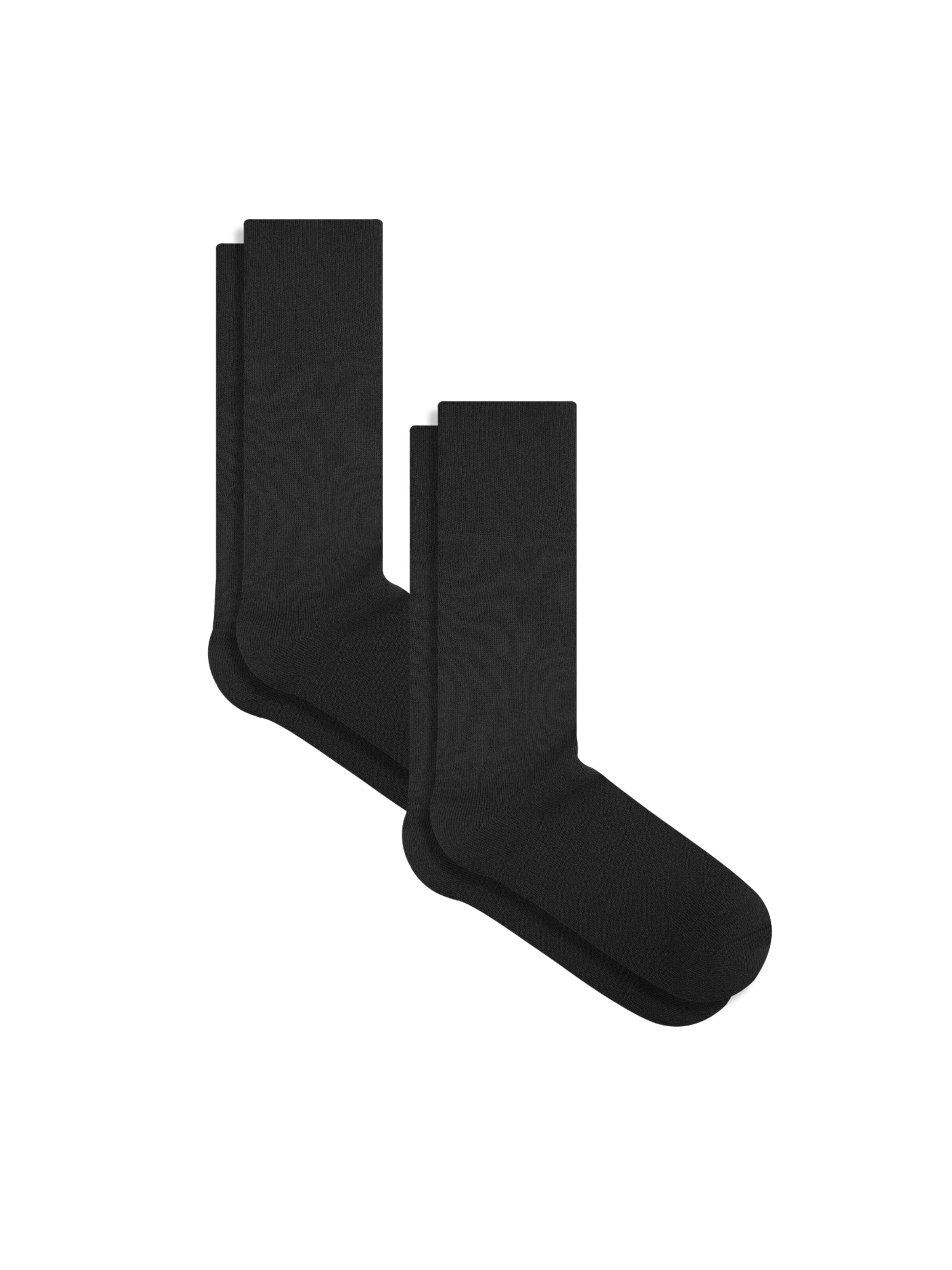 Albero Natur Socks 'Bio-Baumwoll-Socken mit längerem Bündchen - 2er Pack' in Black: front