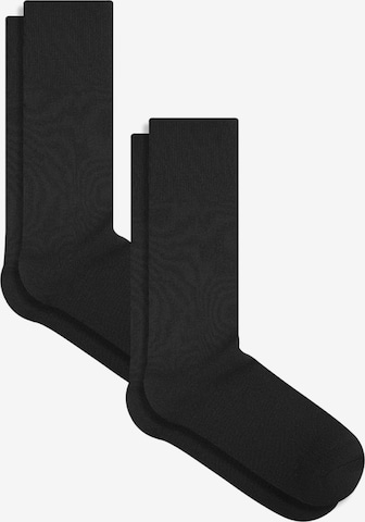 Albero Natur Socks 'Bio-Baumwoll-Socken mit längerem Bündchen - 2er Pack' in Black: front