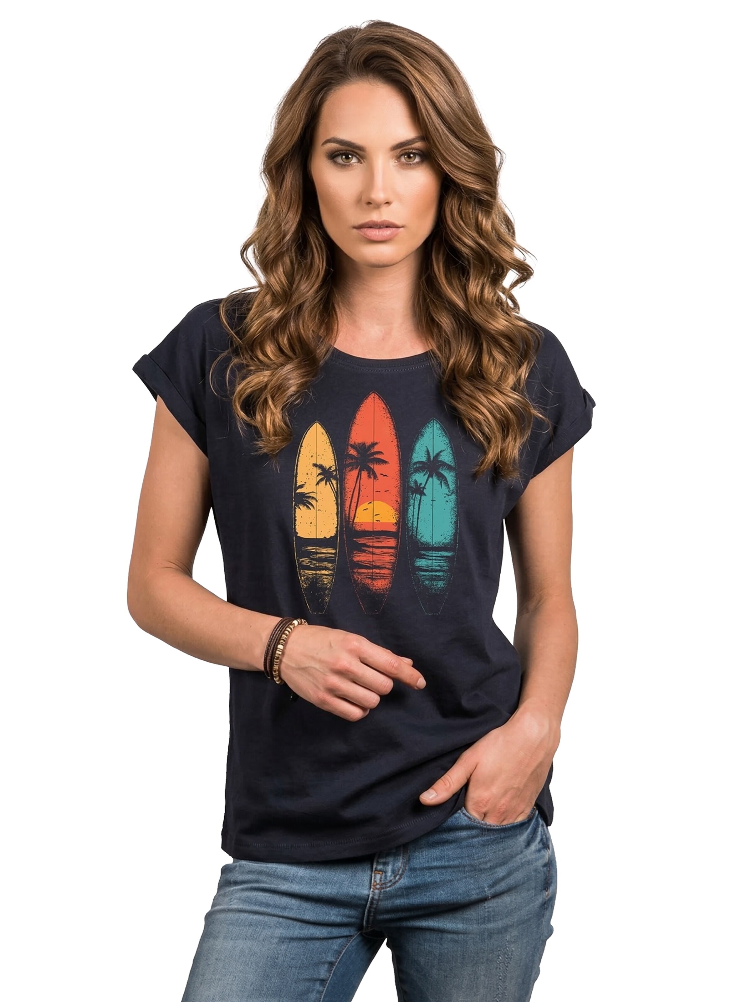 MAKAYA Shirt 'Surfboards' in Blue: front