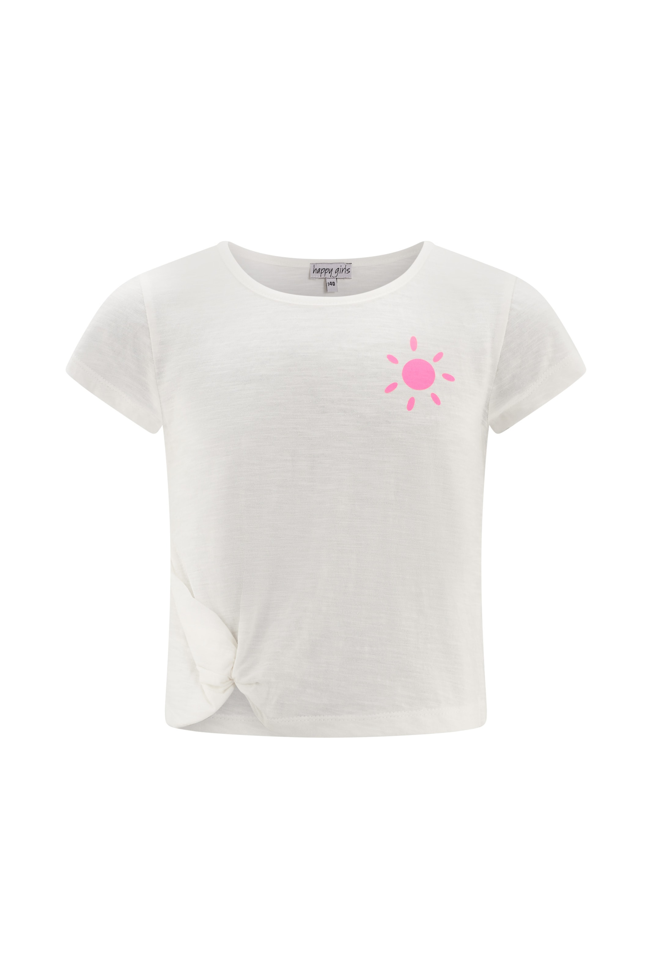 T-Shirt happy girls en beige : devant